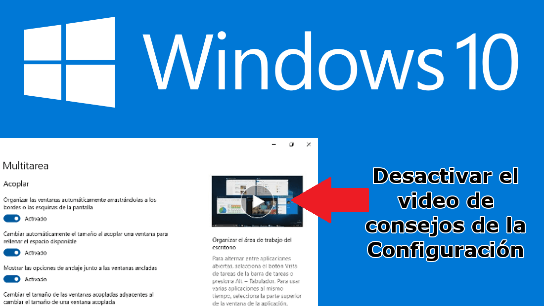 desactivar el video explicativo de la app configuracion de windows 10