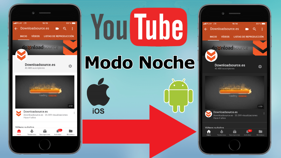 como activar el modo noche de en la app de Youtube de Android e iPhone