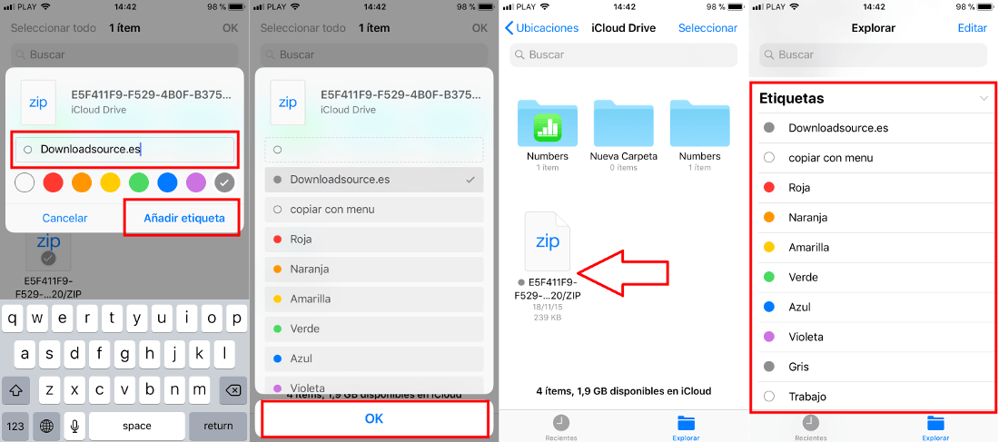 etiquetar archivos en iPad