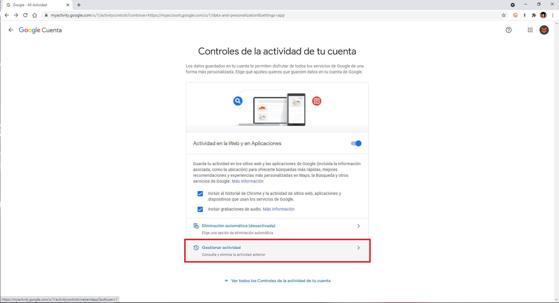 eliminar todas las grabaciones de voz del asistente de google