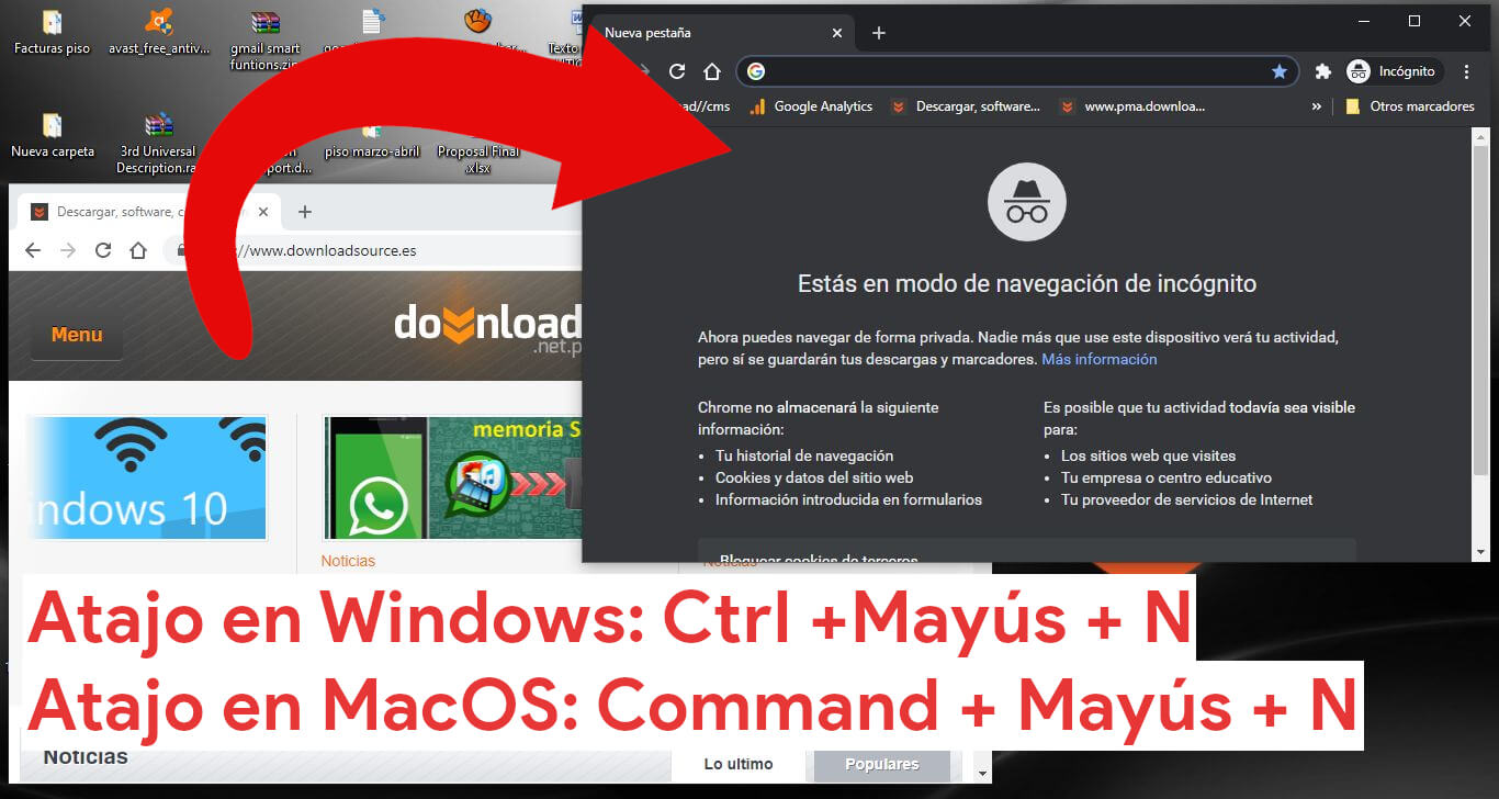 Usar un atajo de teclado para abrir Google Chrome en modo incognito