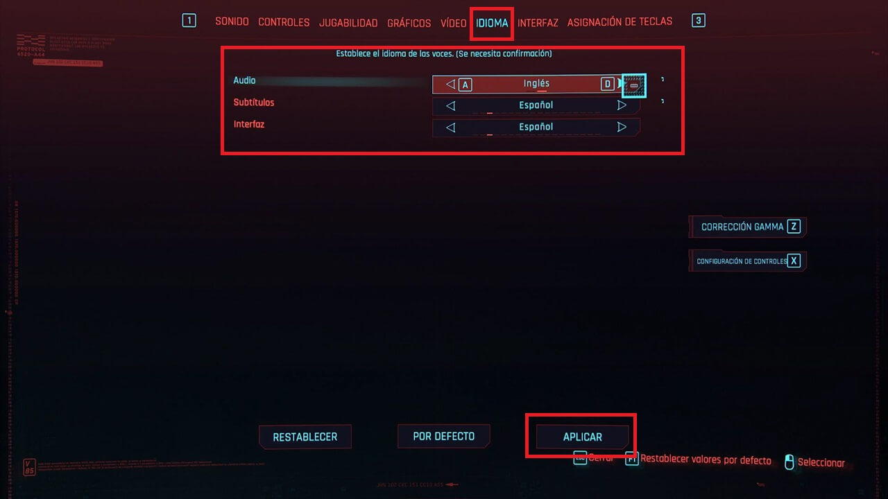 cyberpunk como cambiar el idioma
