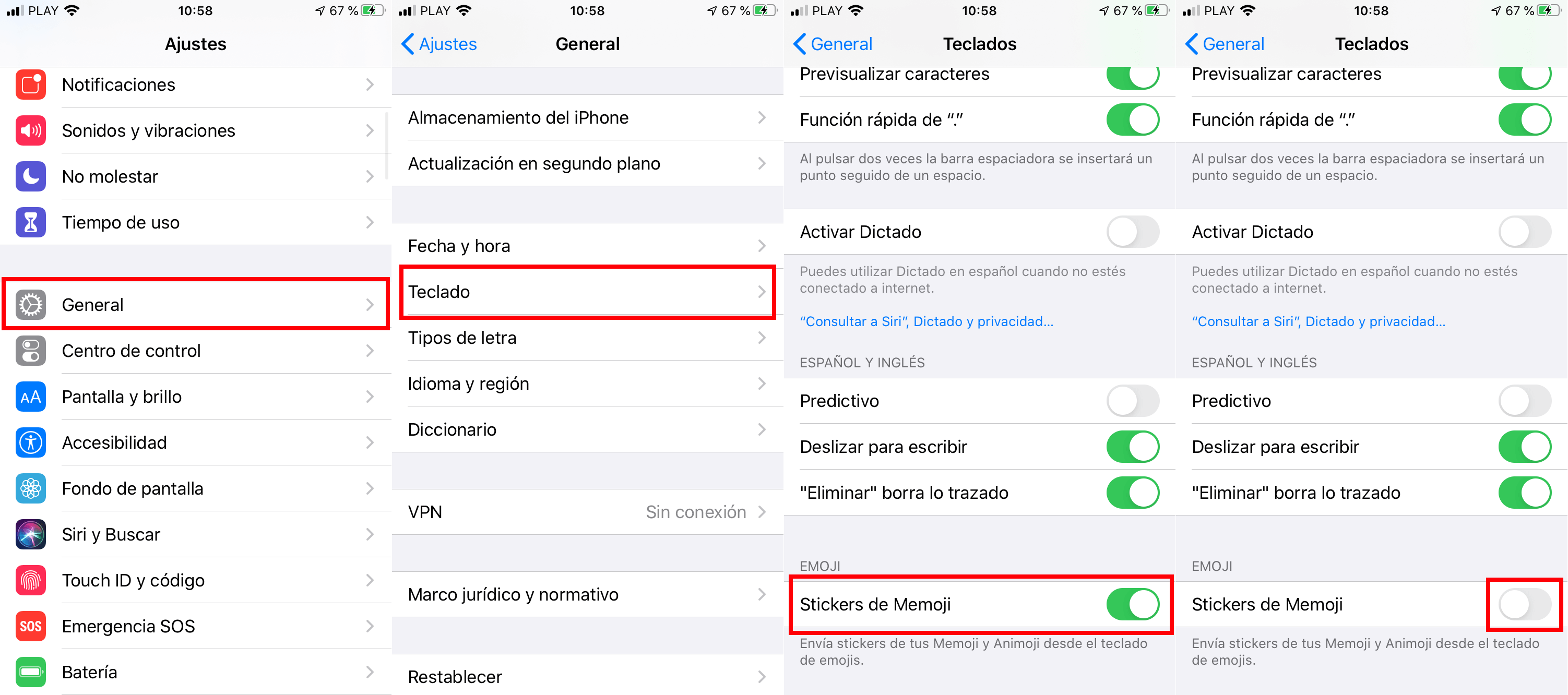 desactivar los strickers del teclado de tu iPhone