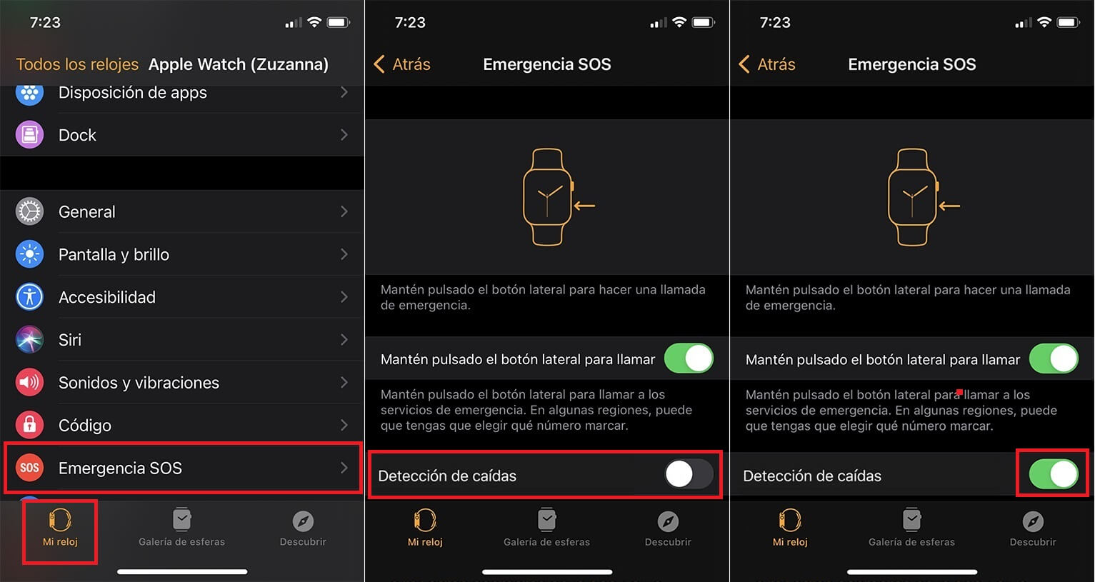 deteccion de caida en apple watch para llamar a emergencias automáticamente