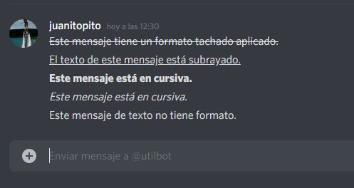 dar formato al texto de tus mensajes de discord