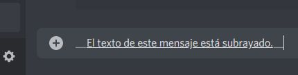 subrayado en mensajes de discord