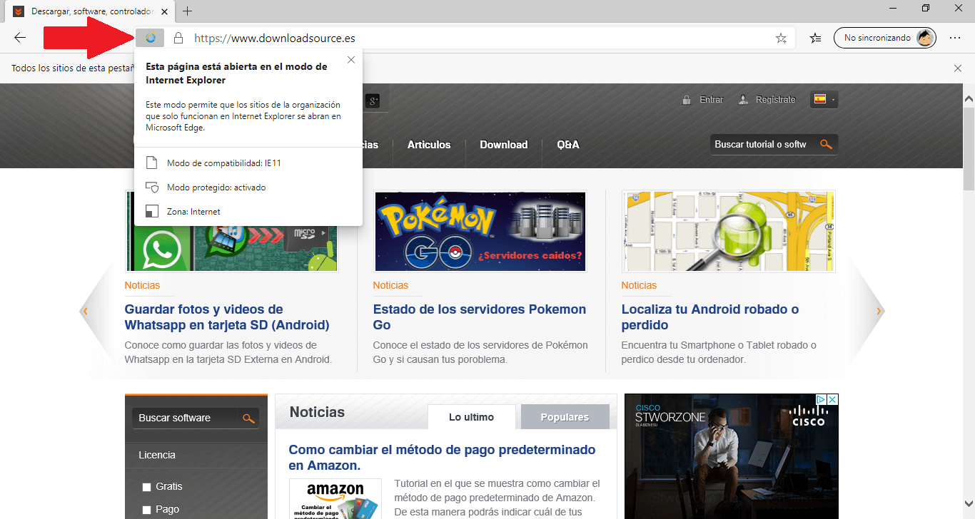 como activar y usar el modo Internet Explorer del navegador Microsoft Edge