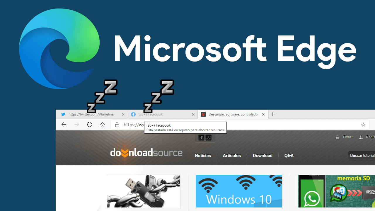 como disminuir el uso de recursos de Microsoft edge activando pestañas suspendidas