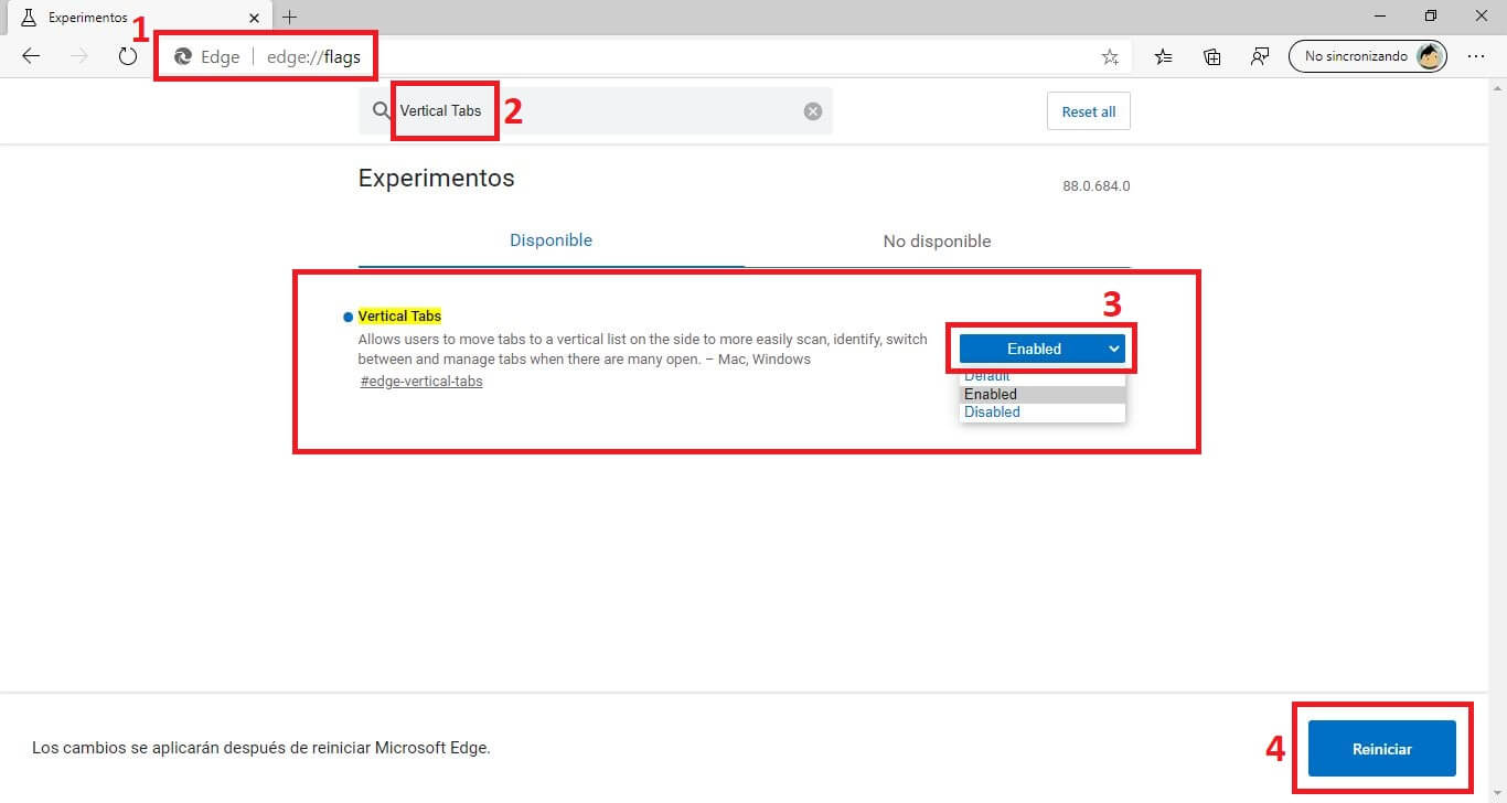 activar barra lateral izquierda de interfaz del navegador Microsoft Edge