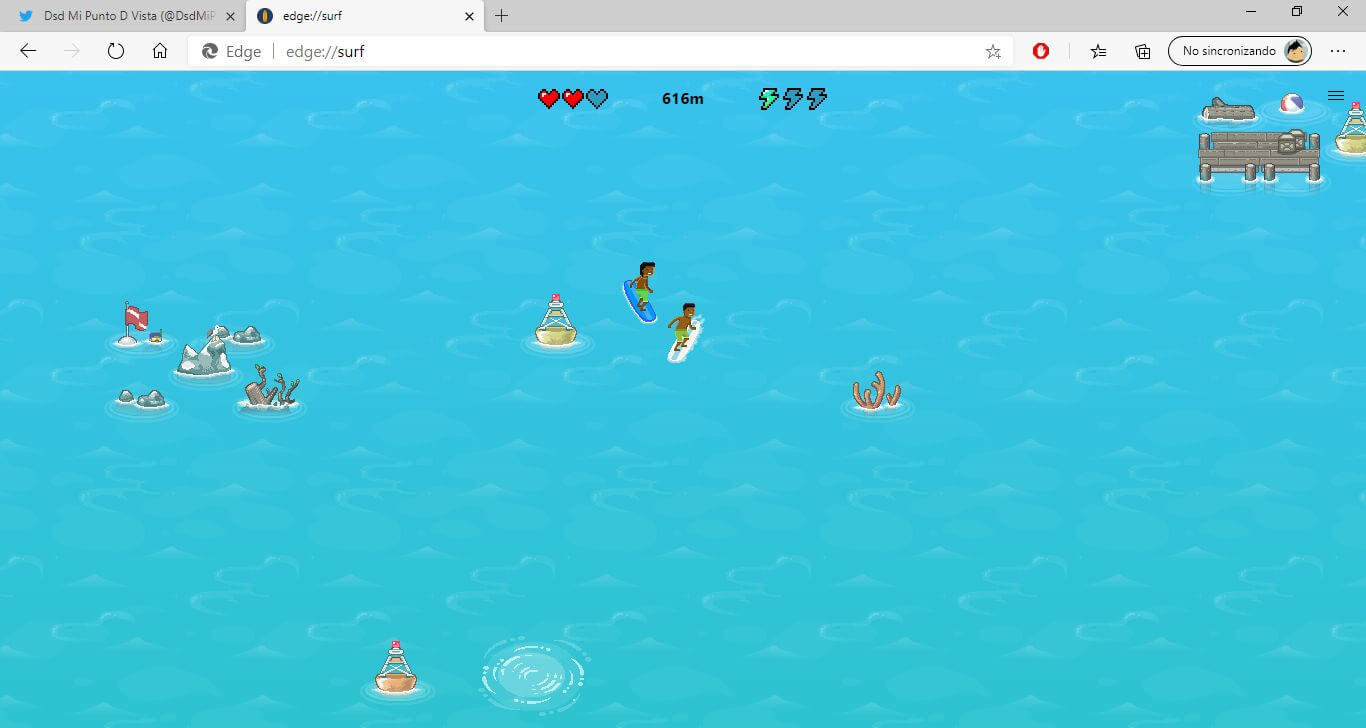 Microsoft Edge tiene un video juego oculto de surf
