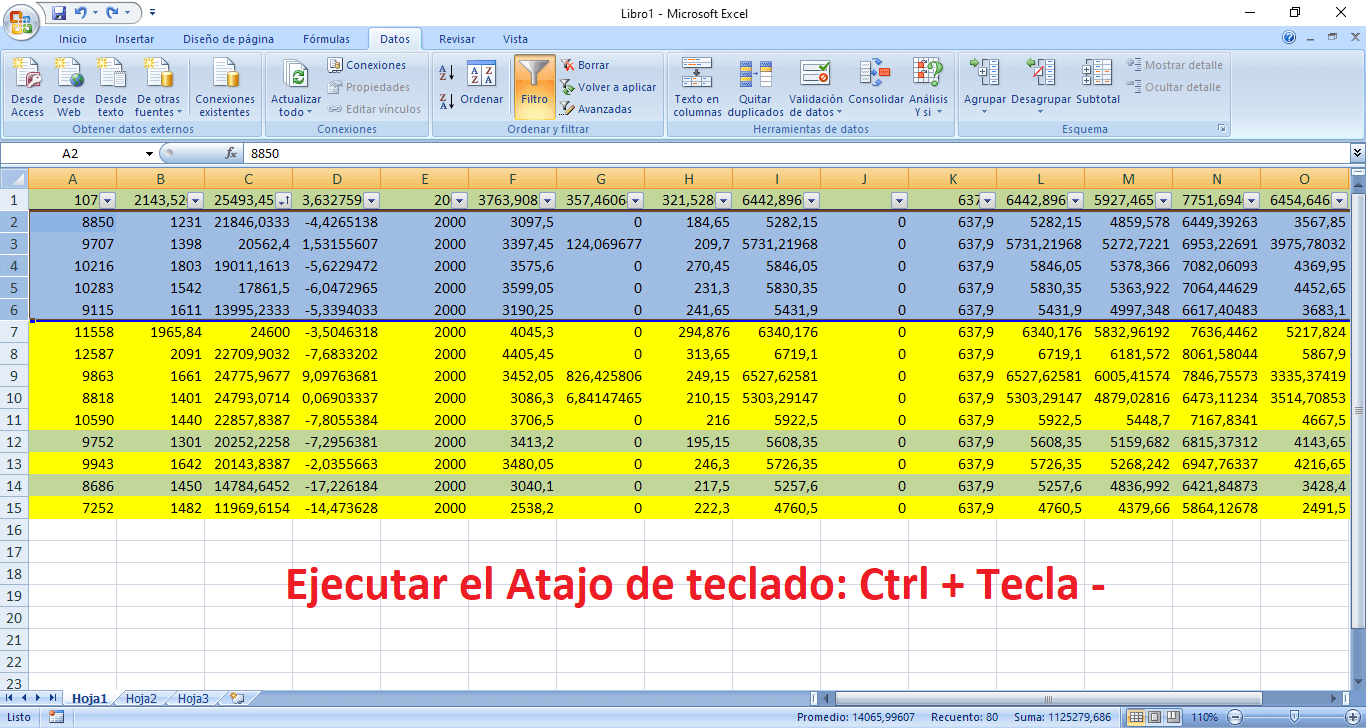 eliminar varias filas de una hoja de calculo de Excel