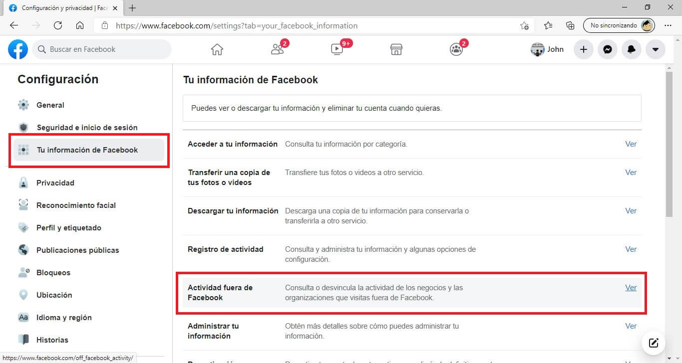 No permitir que facebook recopile información de tu actividad fuera de la red social