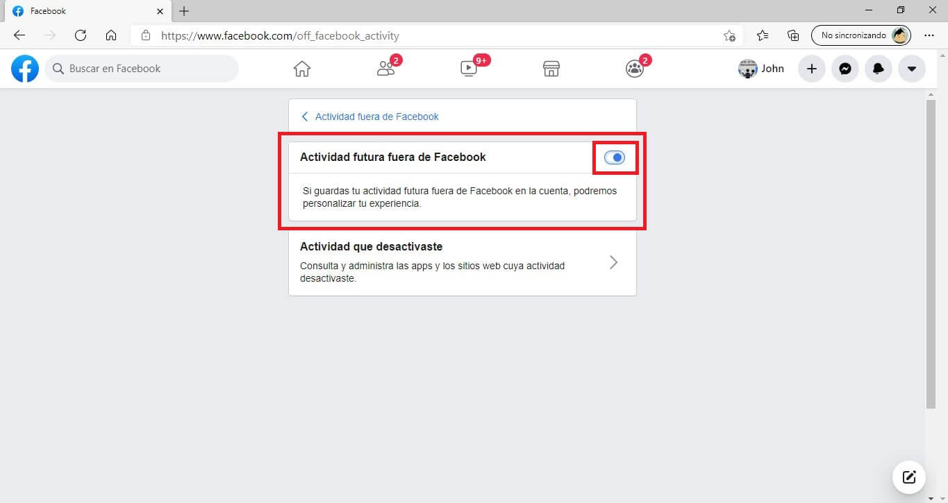 no dejar que facebook grabe información sobre que hacer fuera de la red social