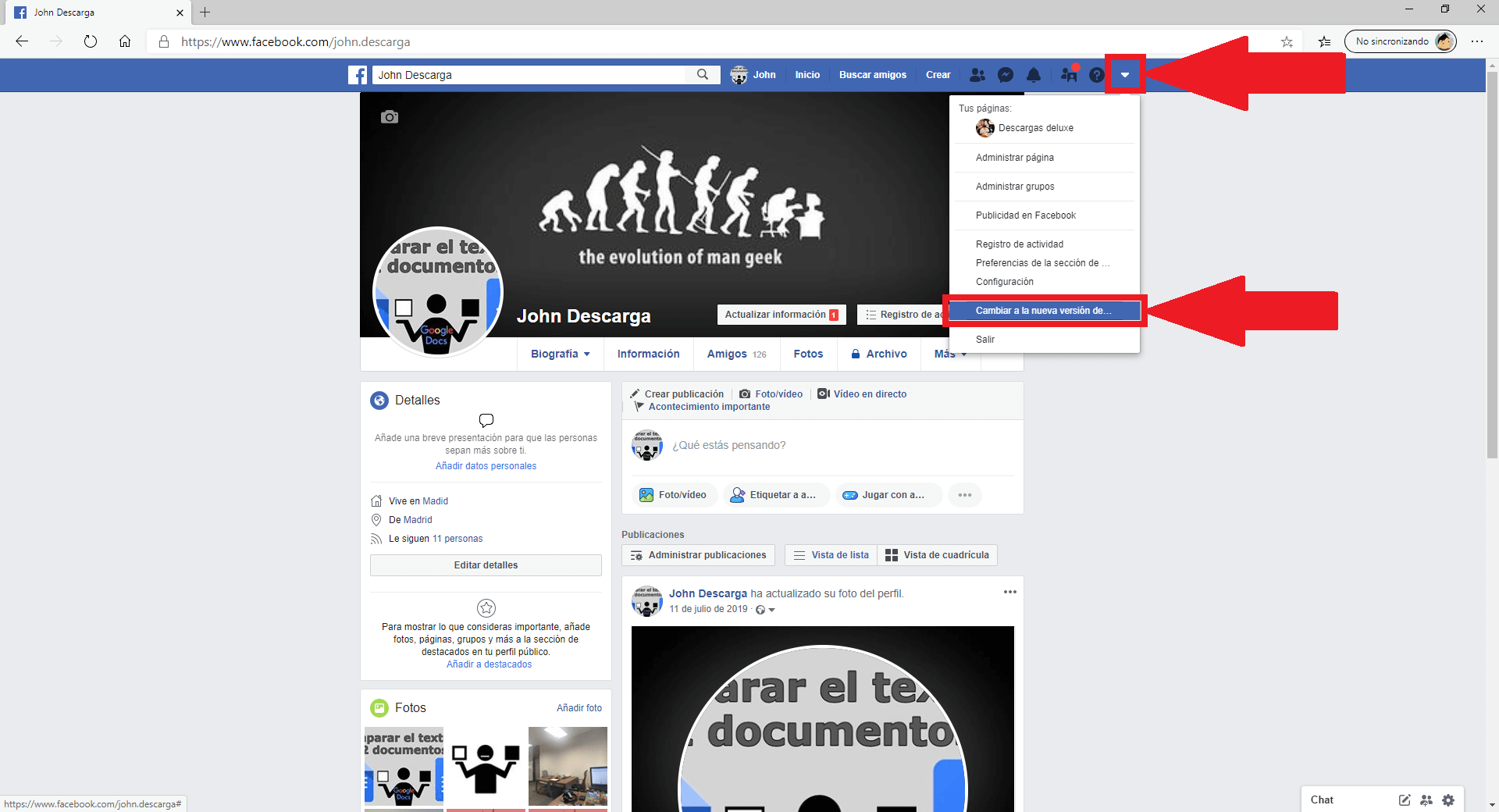 como volver a la version antigua de Facebook