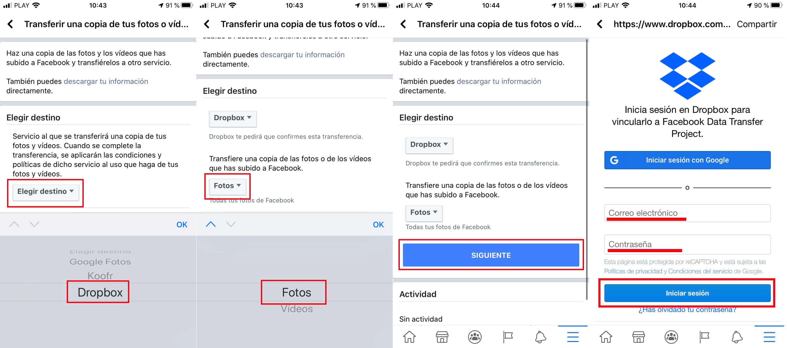 transferir tus fotos y videos de facebook directamente a tu cuenta de dropbox