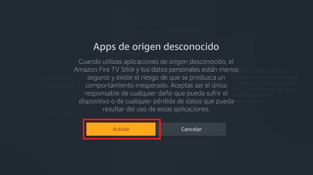 activar apps de origen desconocido en amazon fire tv stick