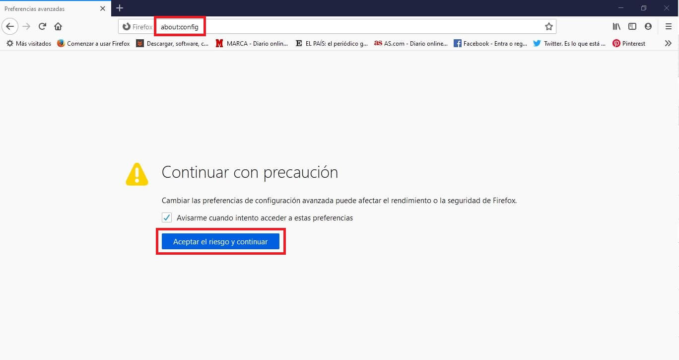 como desactivar las Webs patrocinadas en firefox