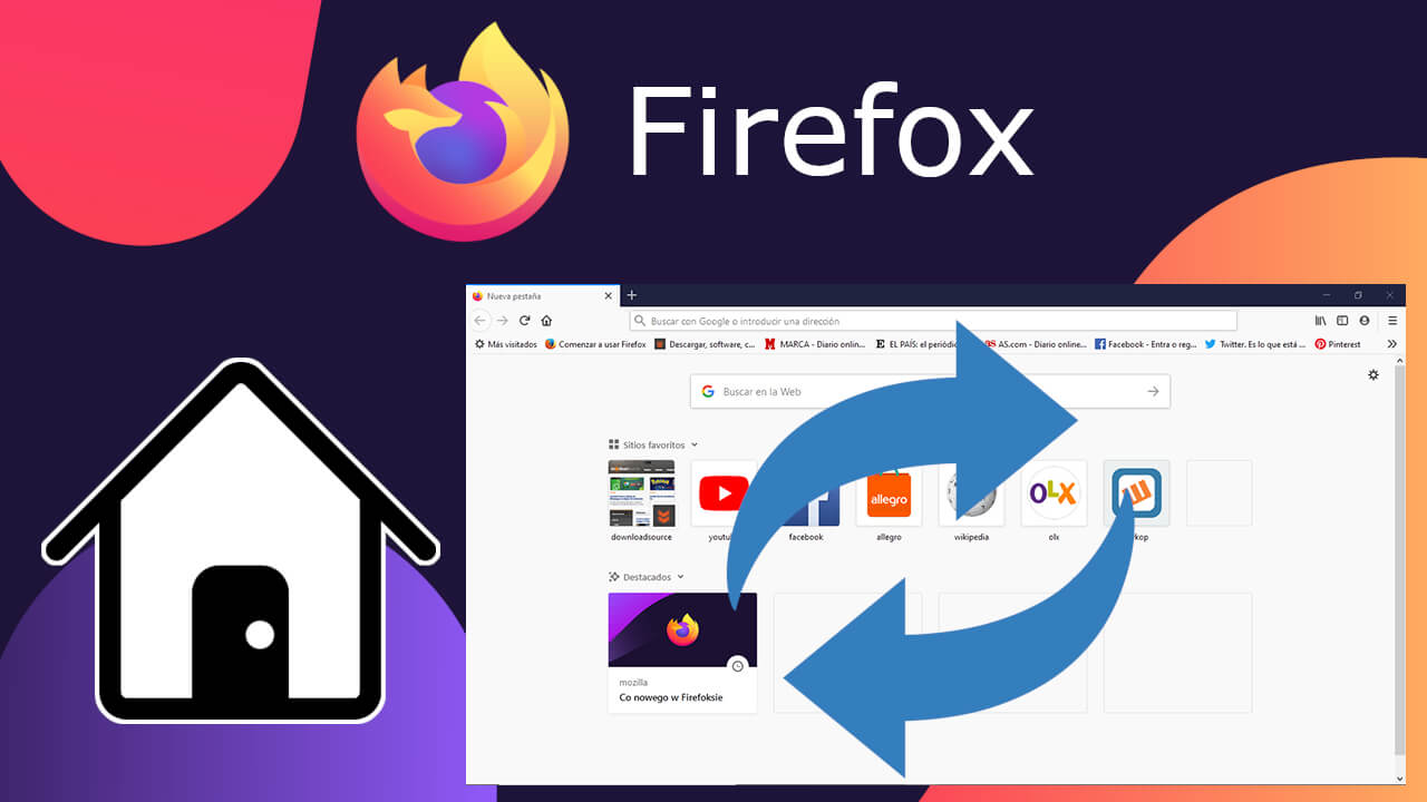 como cambiar la pantalla de inicio del navegador Mozilla firefox