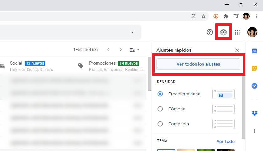 como borrar todos los correos recibidos de un remitente concreto en Gmail