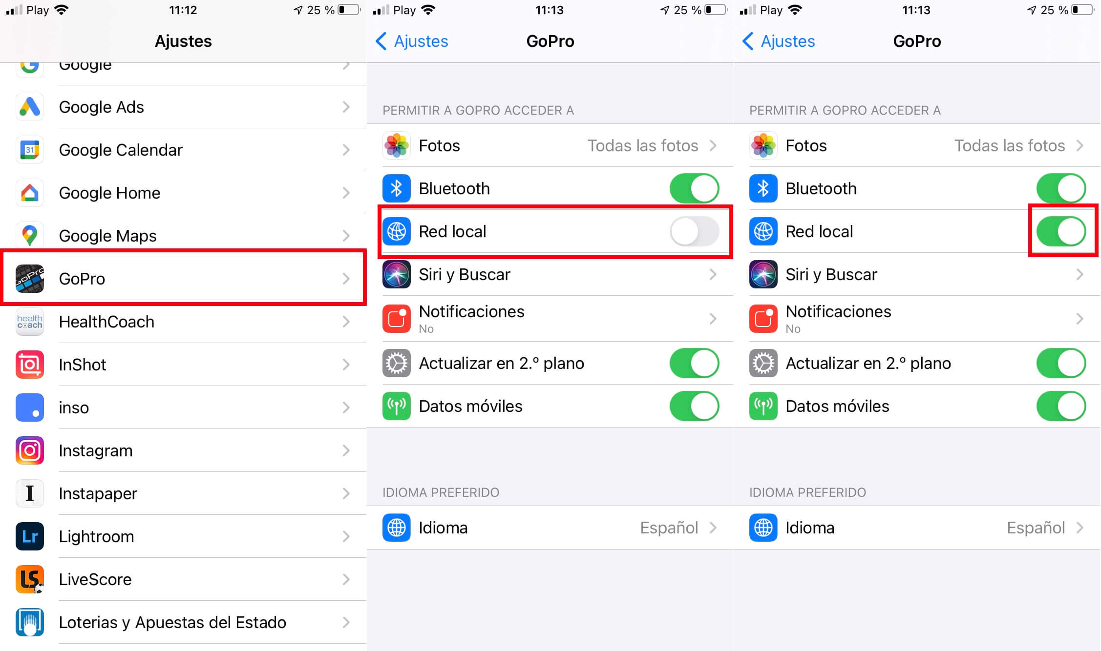 conectar la camara gopro con iPhone ios 14
