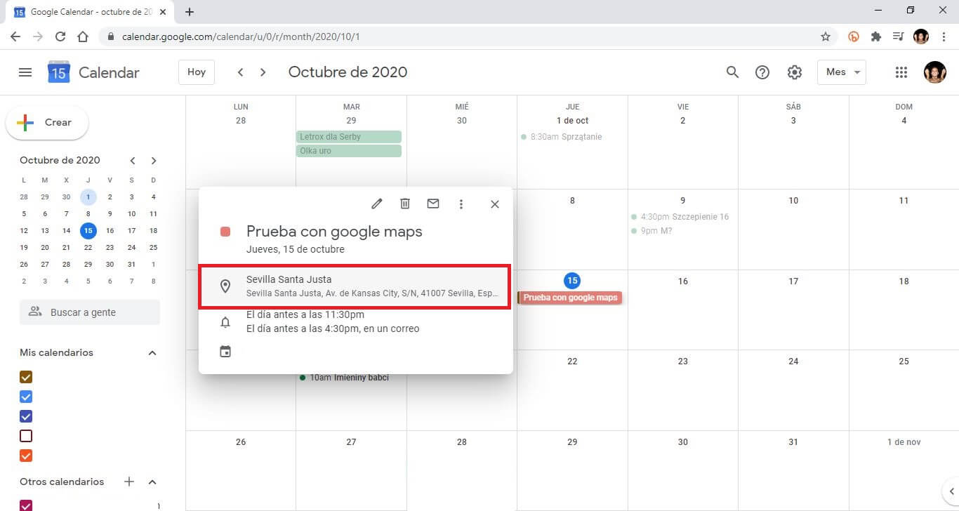 calendario de google como desactivar google maps