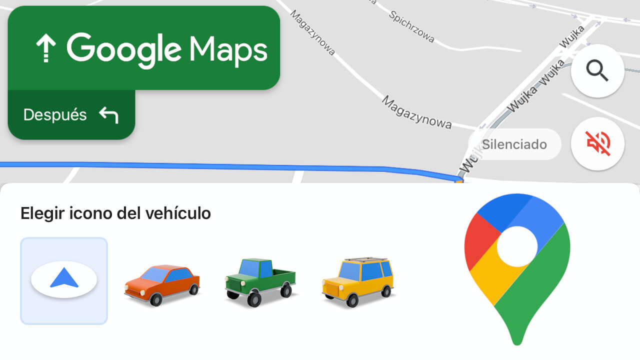 como cambiar el icono de navegacion de google maps de una flecha a un coche