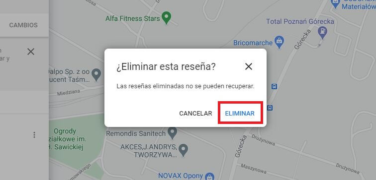 elimina una reseña que hayas realizado en Google Maps