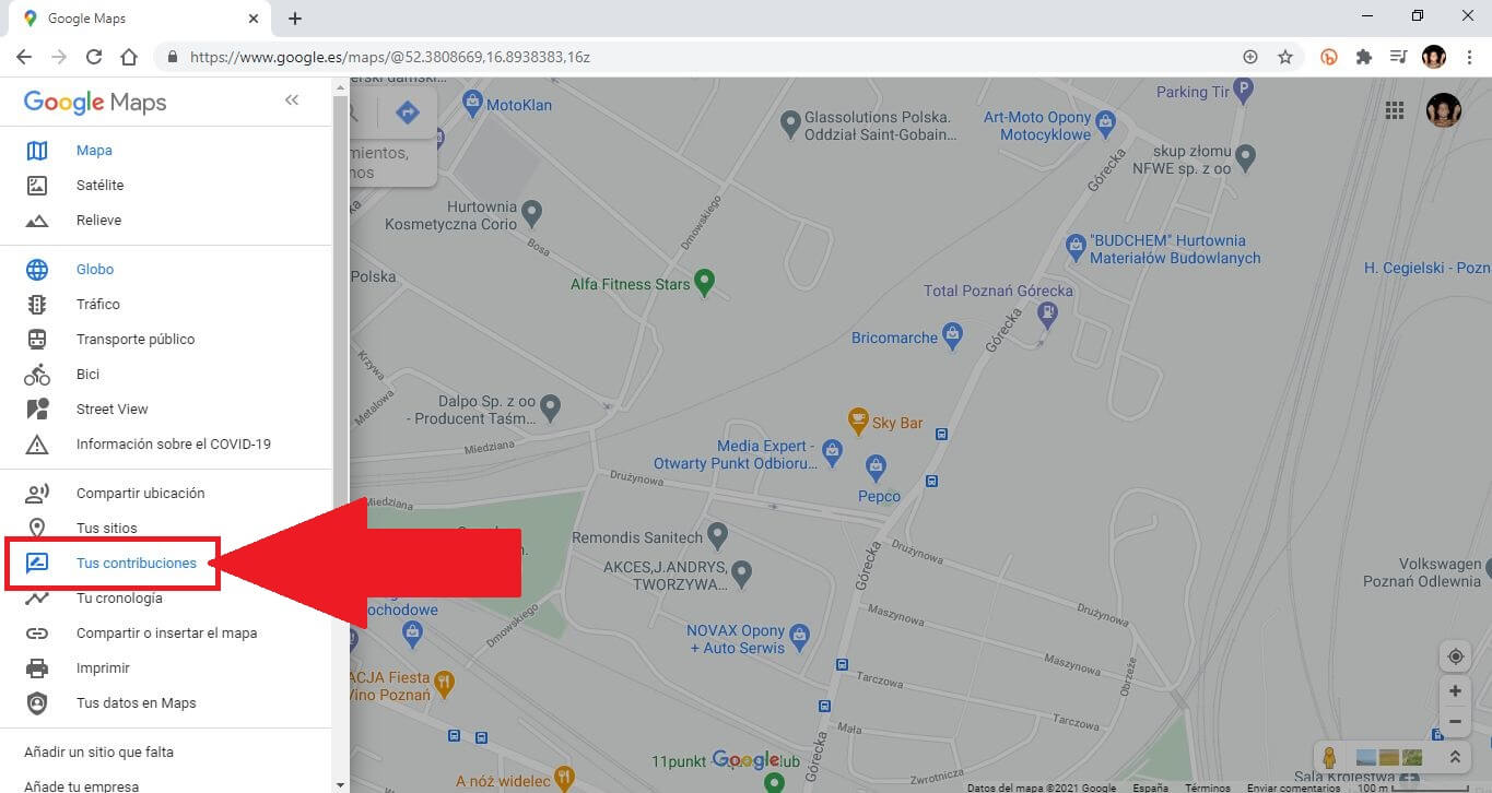 Google maps te permite eliminar o modificar las reseñas realizadas