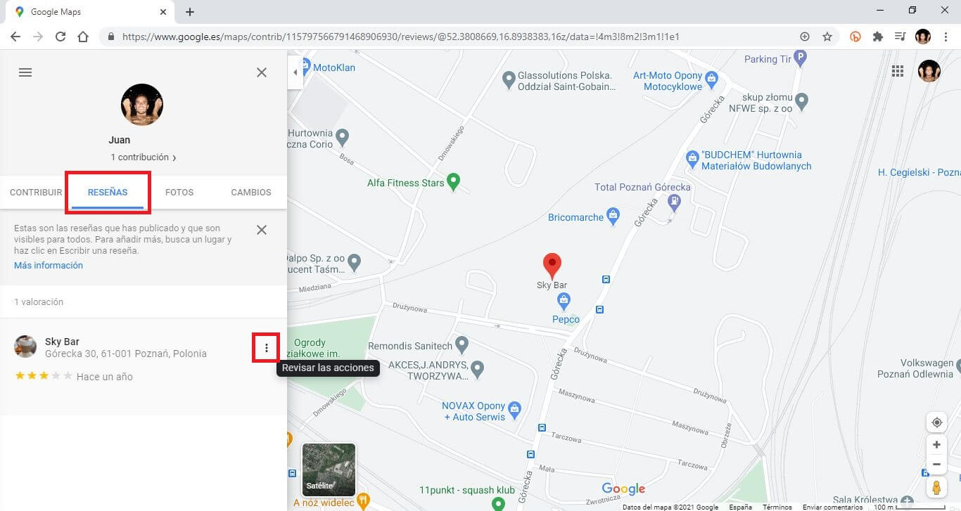 como borrar cualquiera de tus reseñas de google maps
