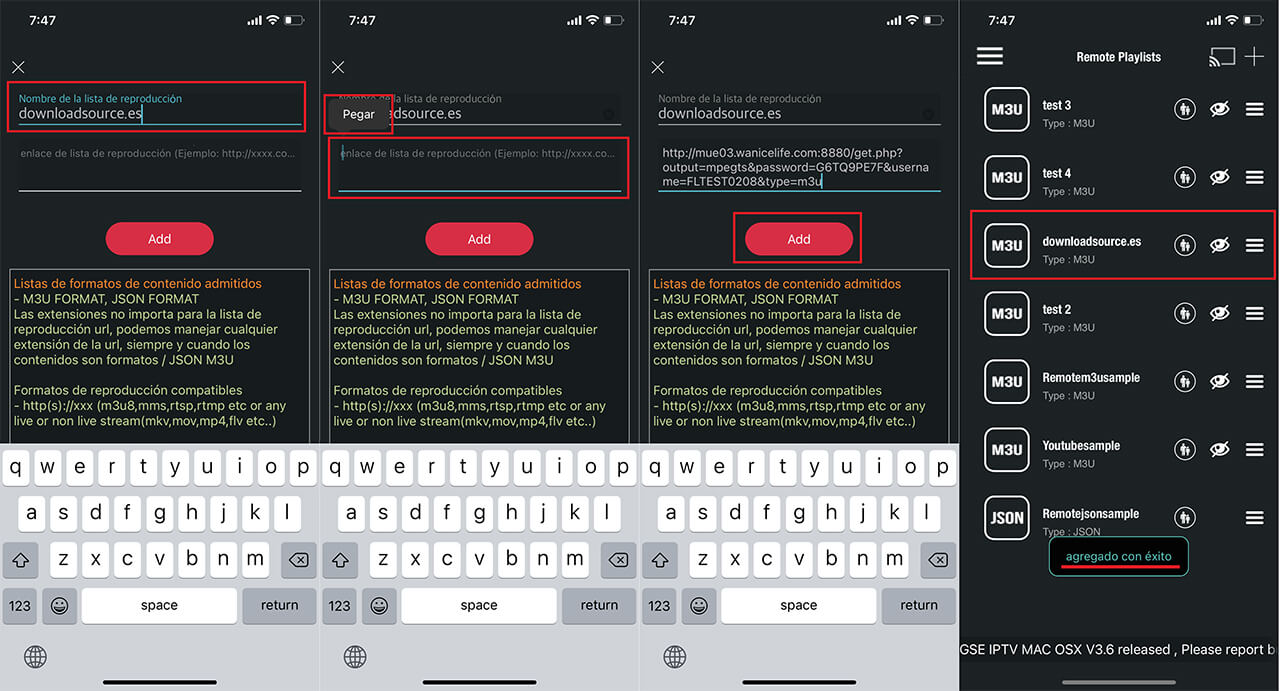 añadir lista m3u en iphone o Android con IPTV