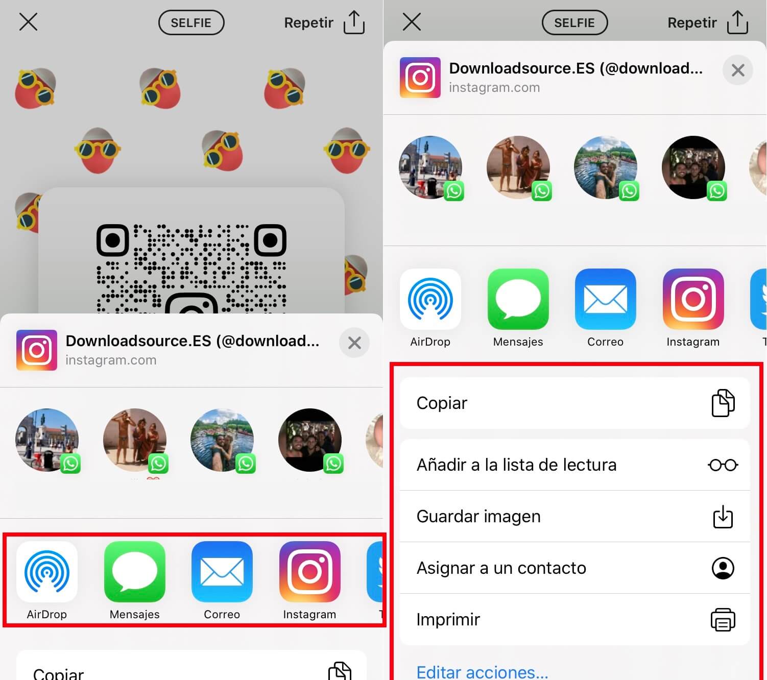 como compartir codigo qr de instagram