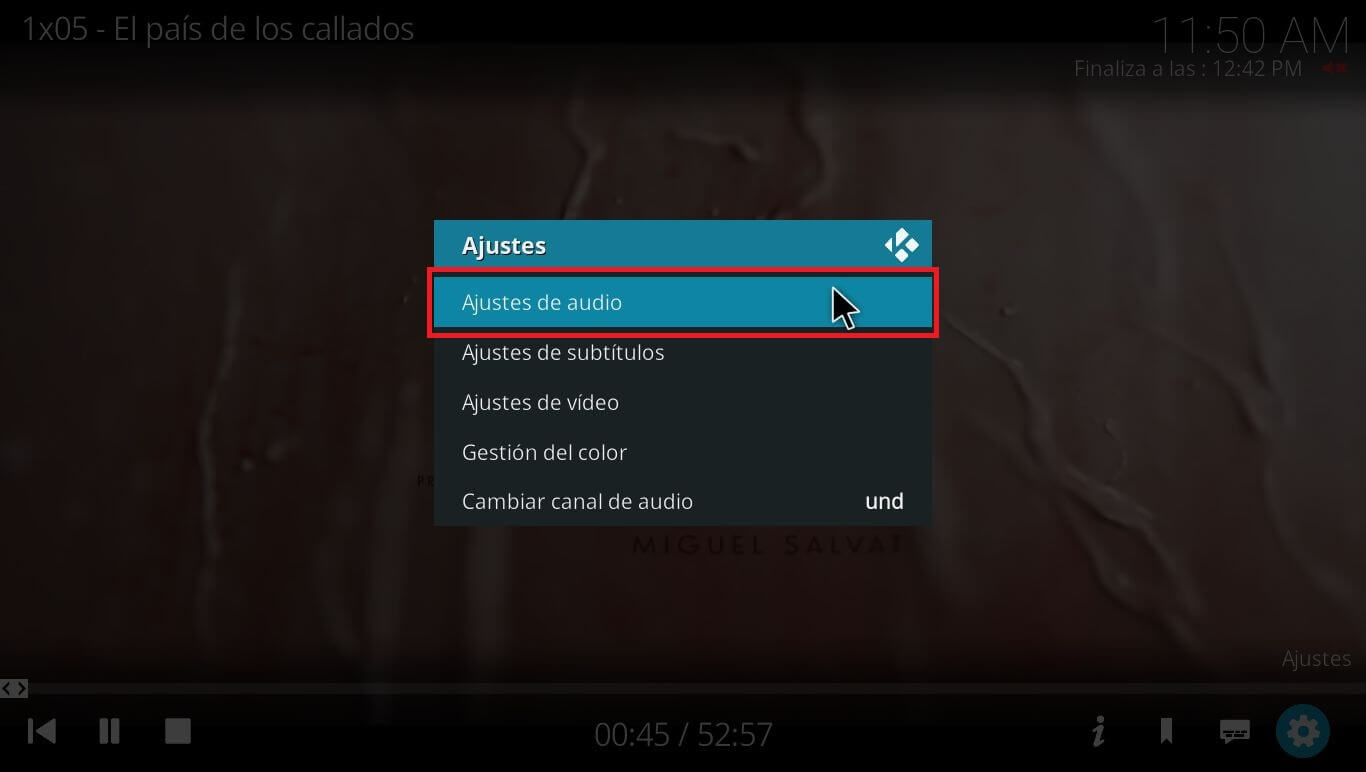 Kodi muestra icono de silencio y no reproduce sonido