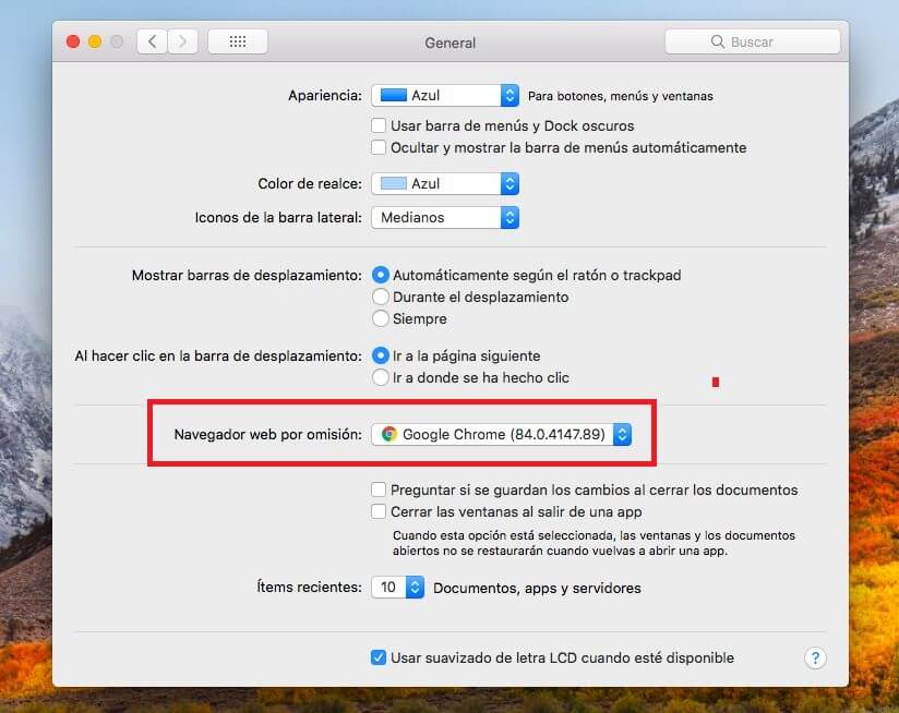 usar google chrome como navegador Web predeterminado en Mac con MacOS