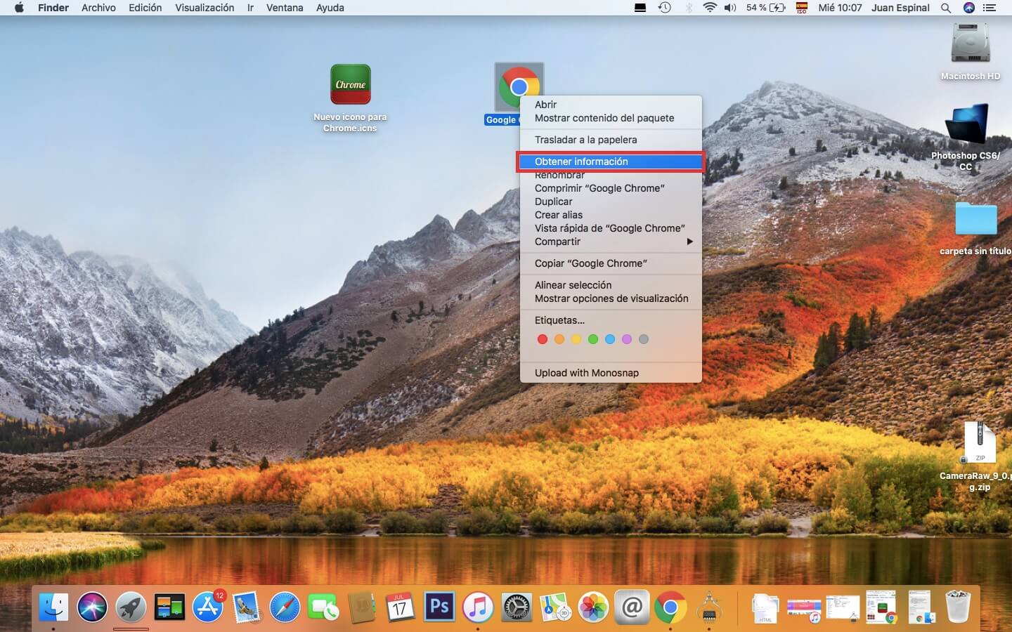 cambia las imagenes de iconos de MacOS