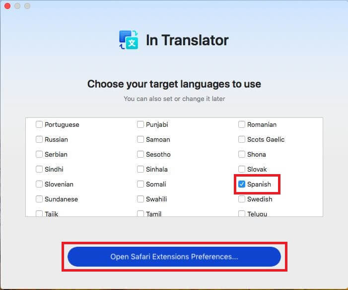 disfrutar de la traducción nativa en el navegador Safari de mac