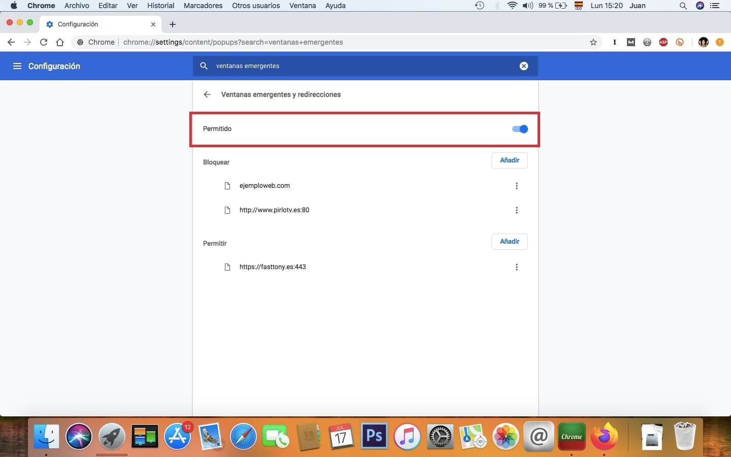 como permitir las ventanas emergentes de webs en chrome para macbook