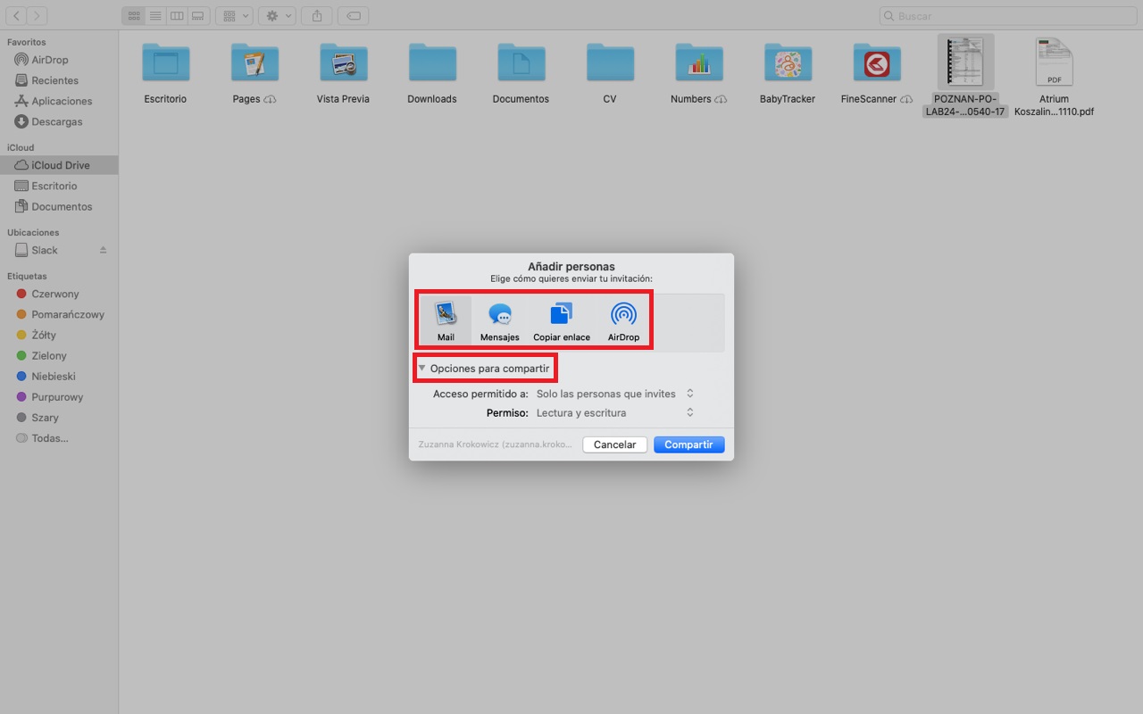 Mac OSx permite compartir archivos via icloud drive con opcion para editar