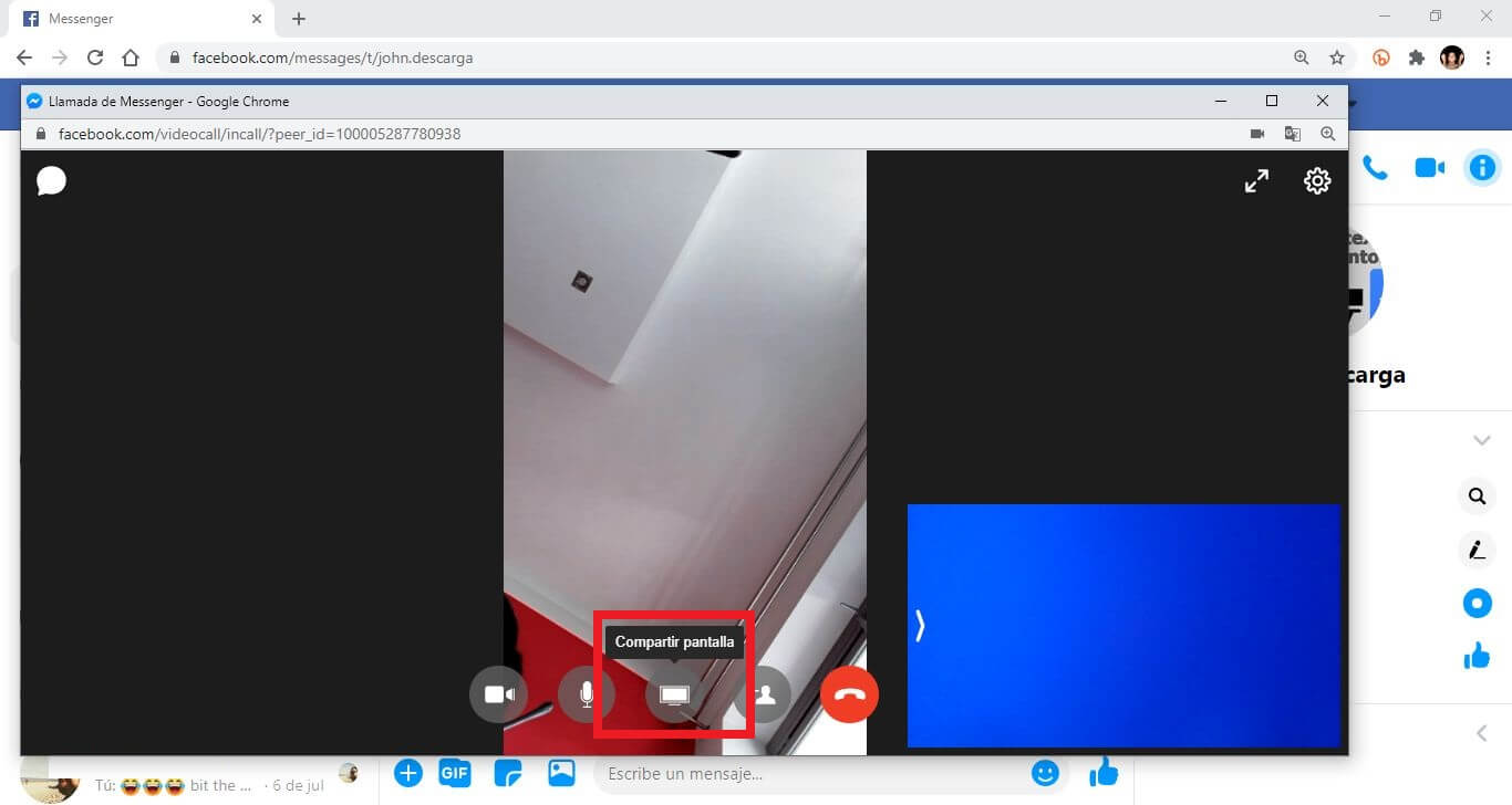 comparte la pantalla de tu ordenador con Facebook Messenger