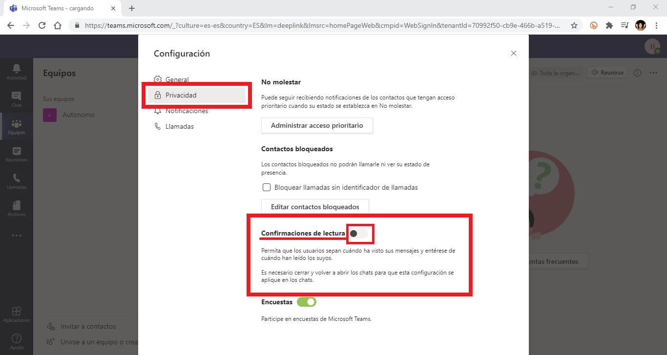 como impedir que sepan que has leido un mensajes en microsoft teams