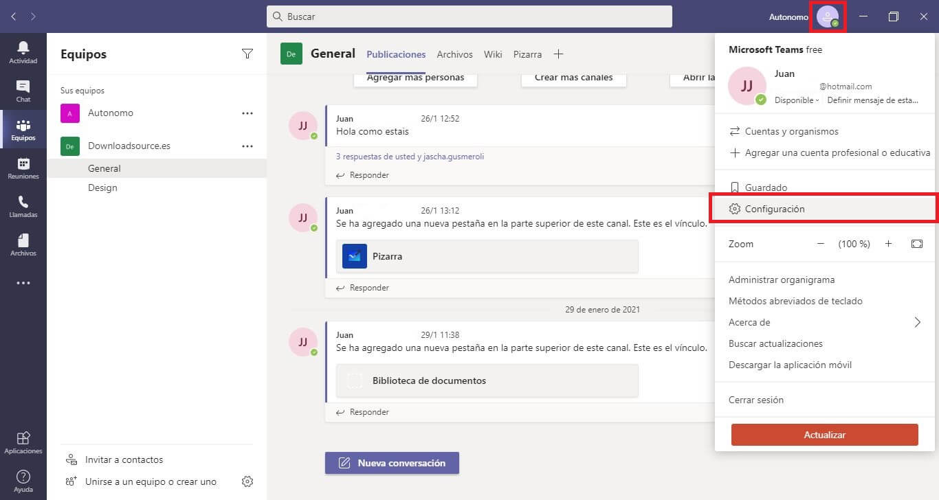 activar el modo oscuro de microsoft Teams en windows 