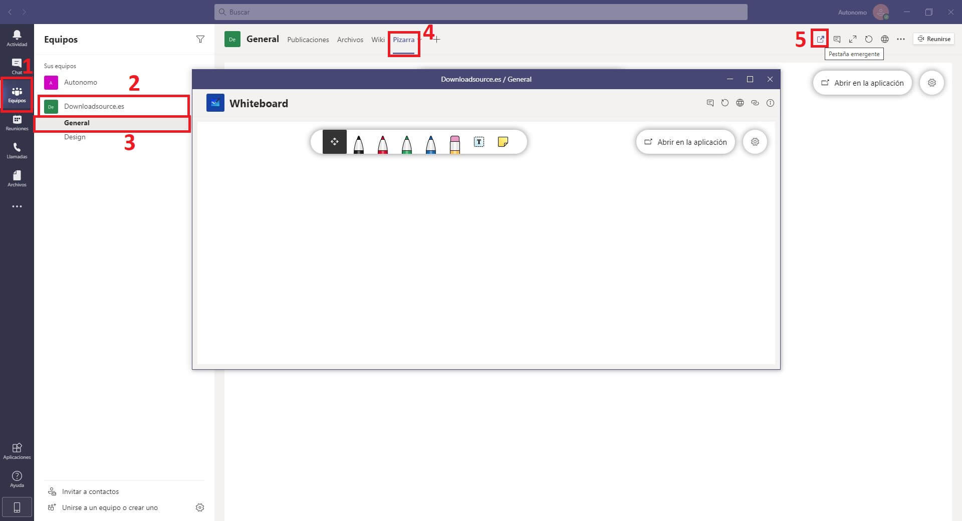 Microsoft teams permite abrir los chats en ventanas independientes.