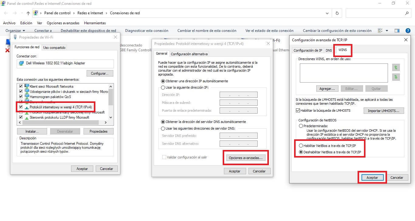 desactivar NetBIOS sobre TCP/IP en tu ordenador con Windows 10