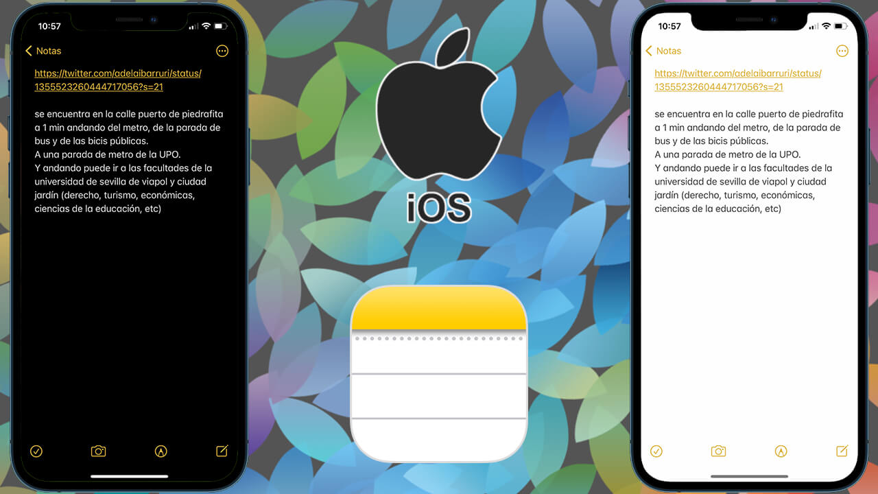 Como cambiar el color de fondo de las notas en iPhone o iPad.