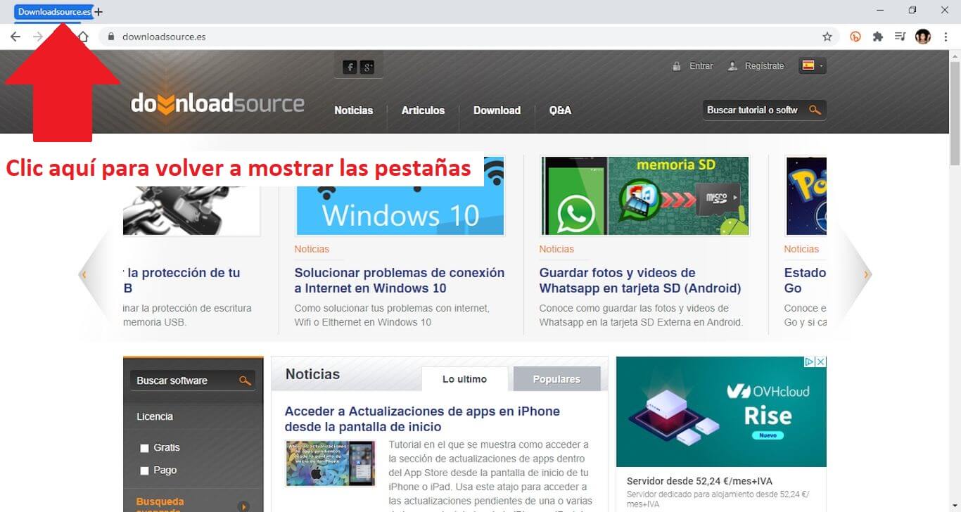 mostrar u ocultar pestañas agrupadas en google chrome