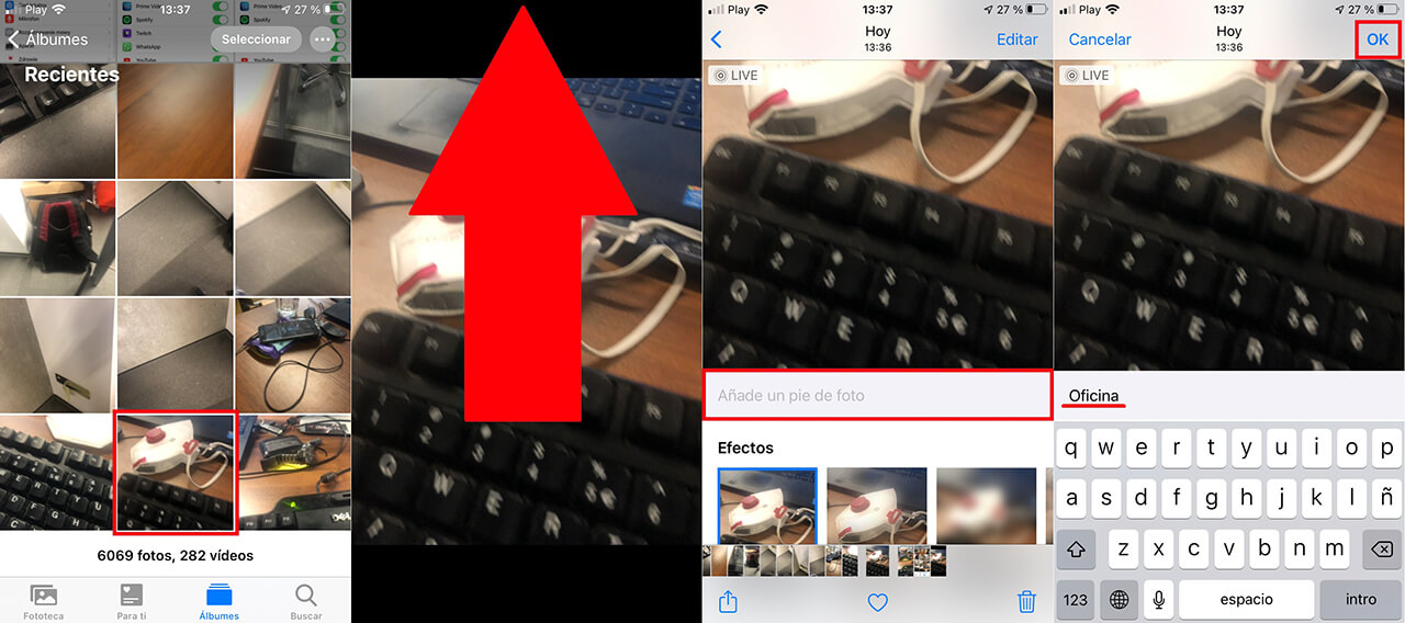 como poner titulo a las fotos y videos de iPhone o iPad