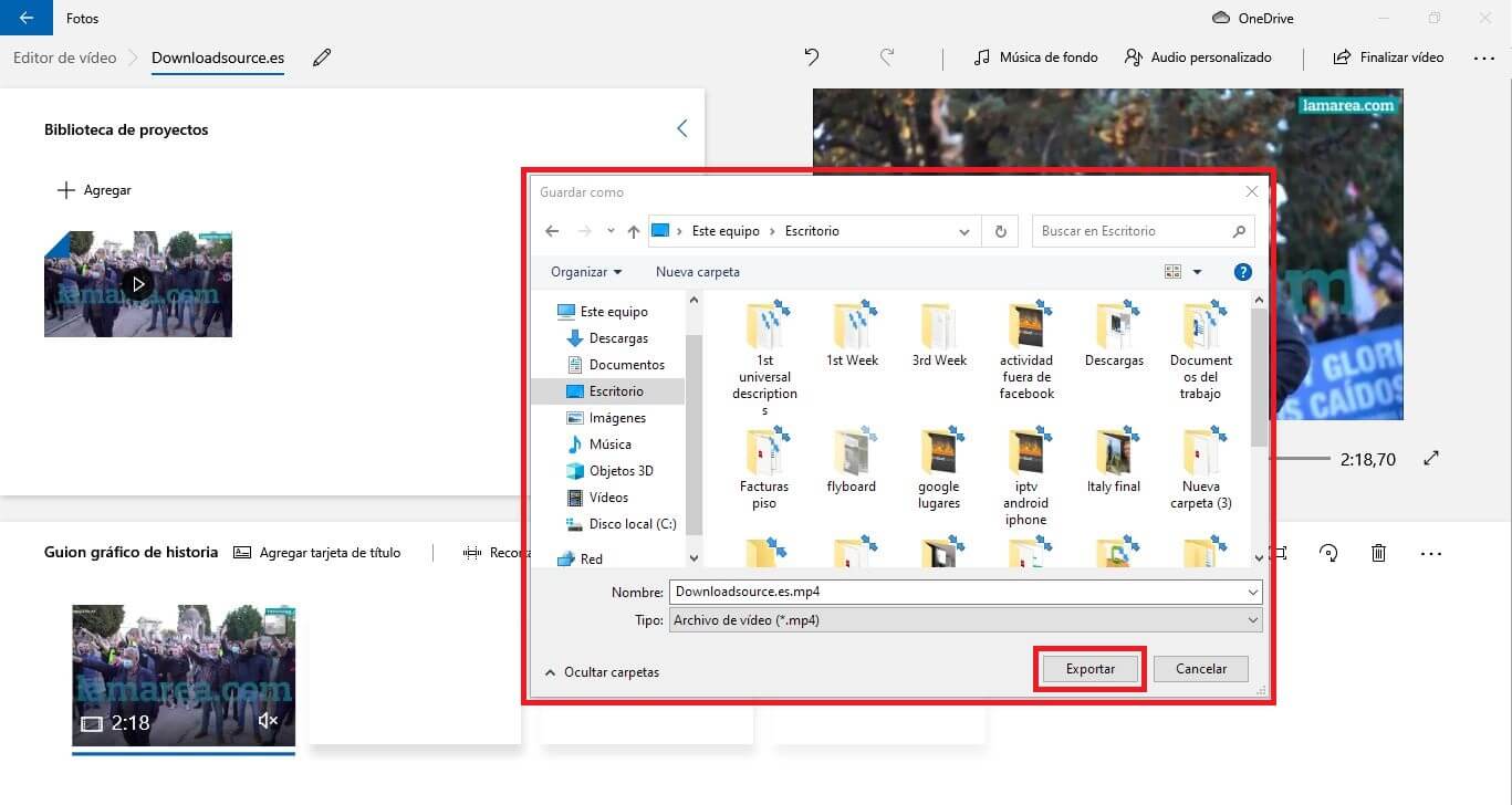 quita todo el sonido de un video desde la app fotos de windows 10