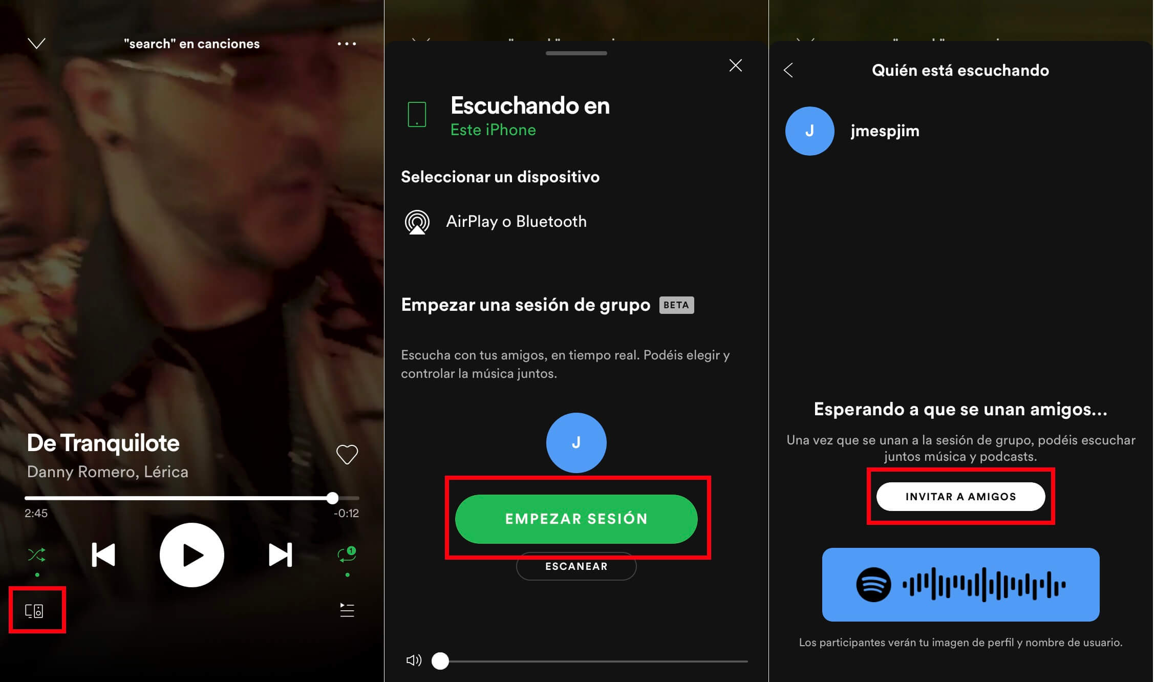 crea una fiesta de spotify con varios amigos