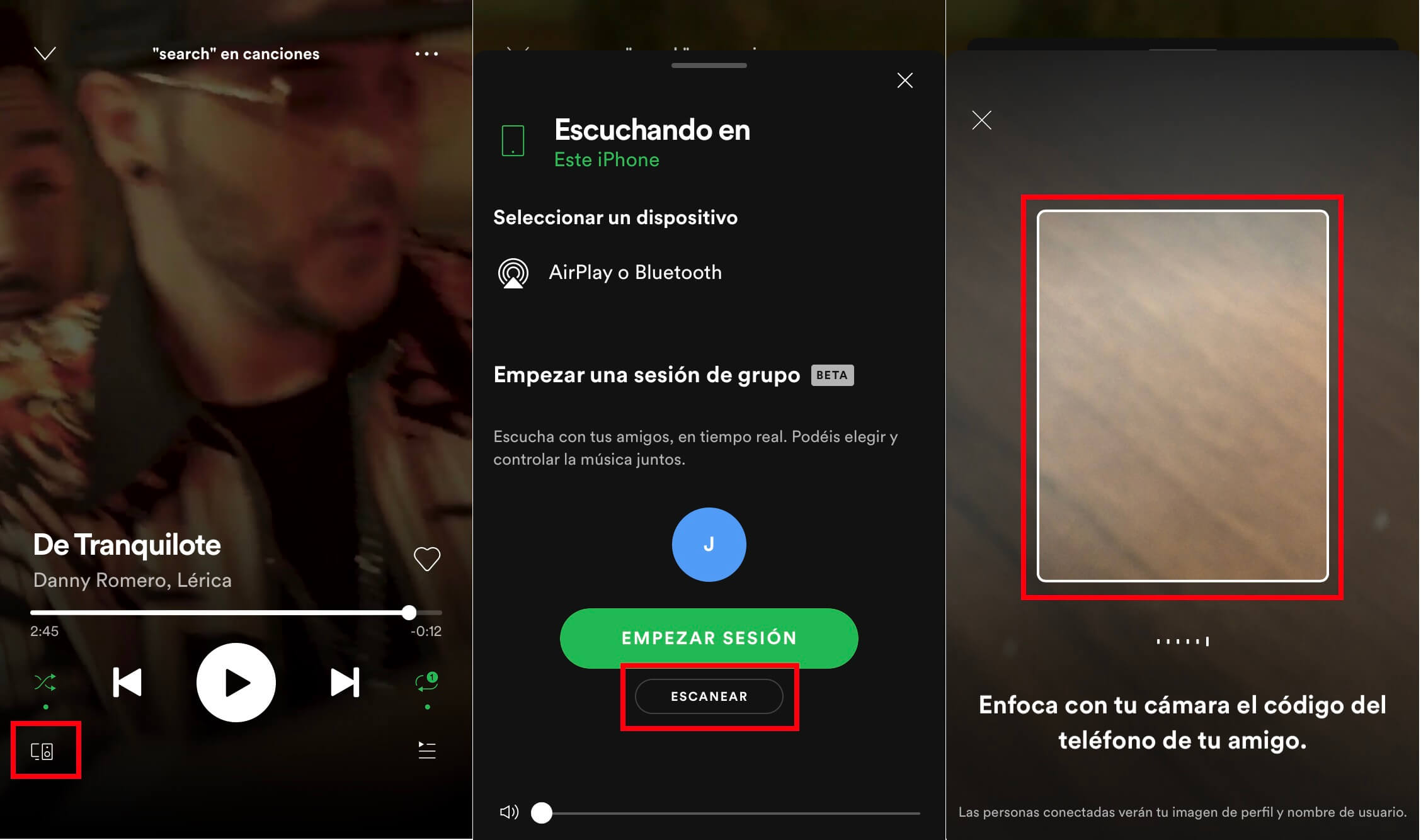 crea una sesion grupal en spotify