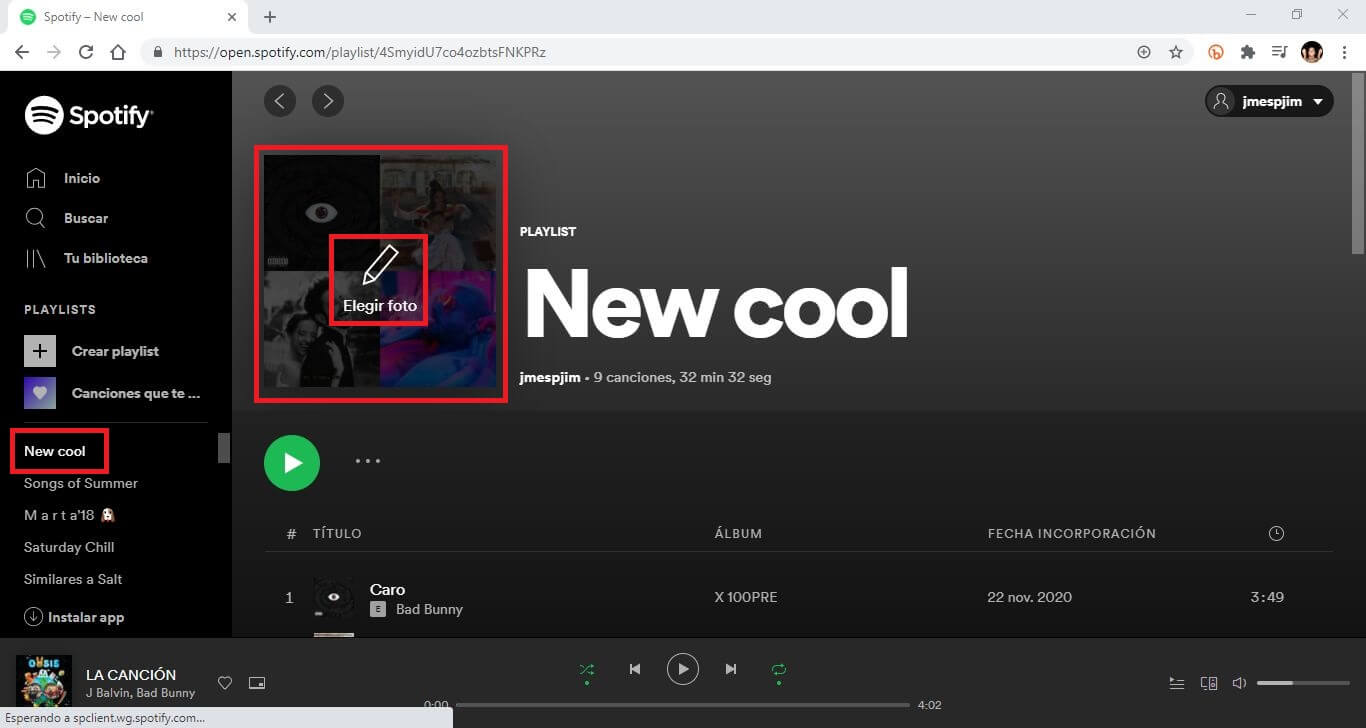 personalizar la imagen de portada de una lista de reproduccion de spotify