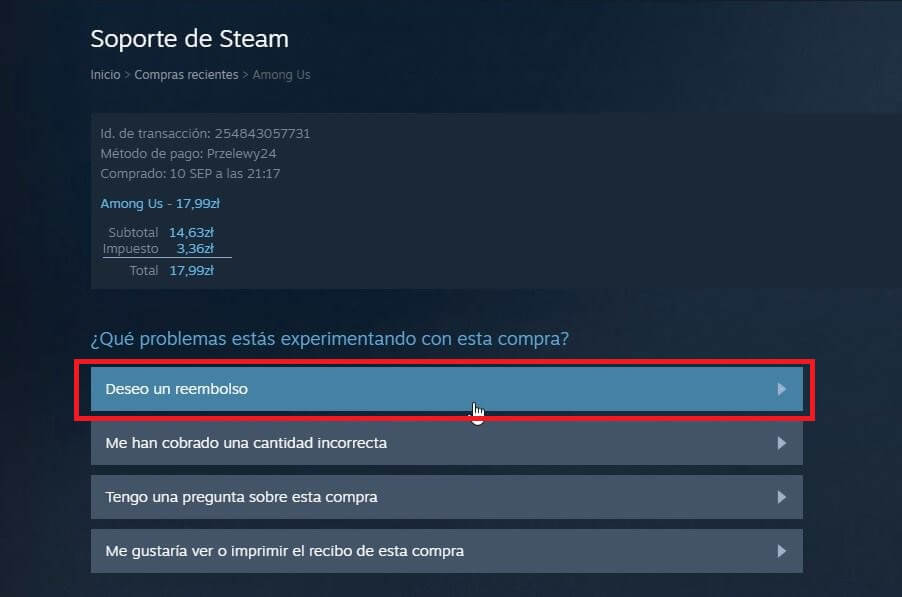 como solicitar la devolución de videojuegos en steam